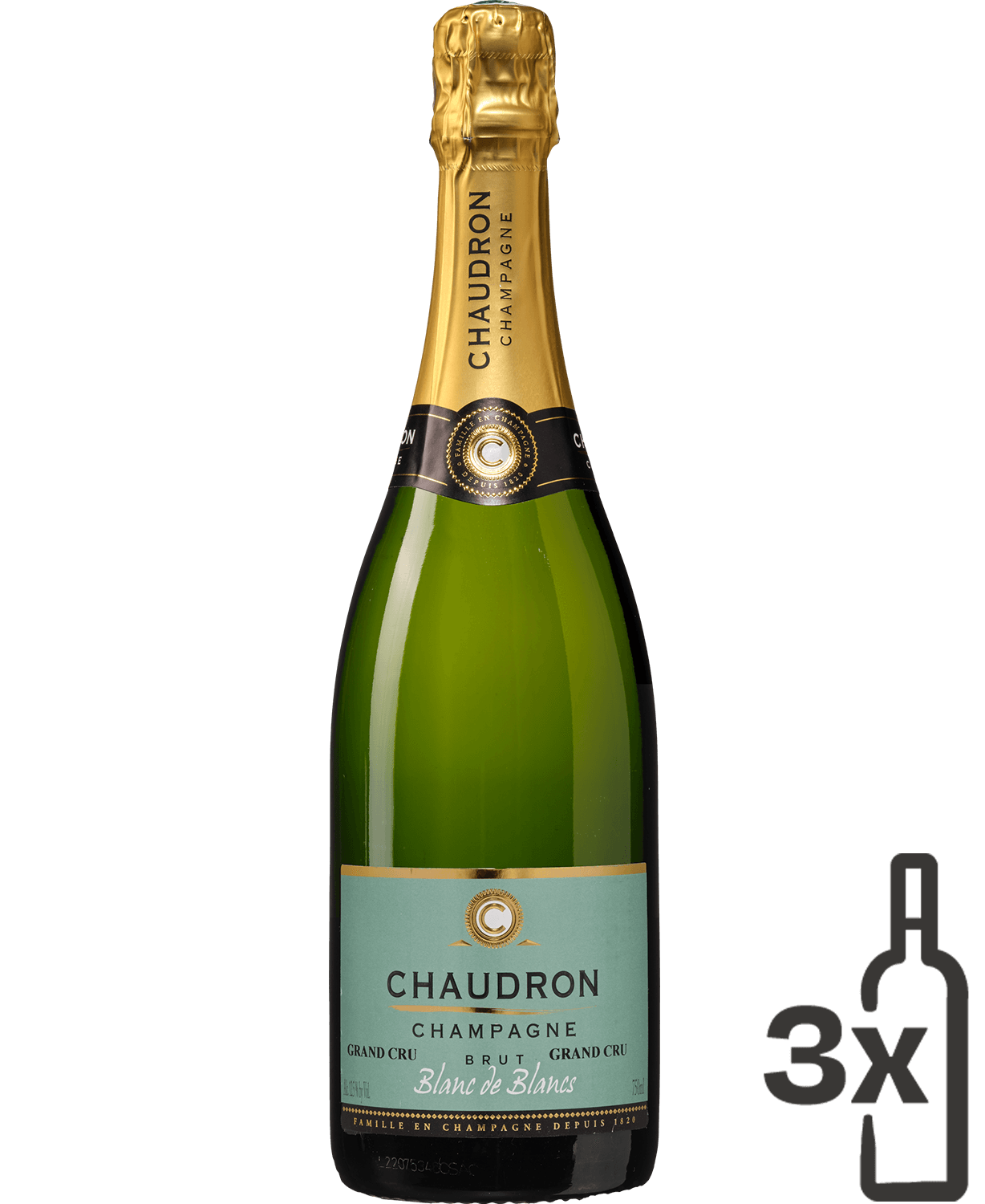 Chaudron Brut Grand Cru ‘Blanc de Blancs’ Champagne (3 flessen)